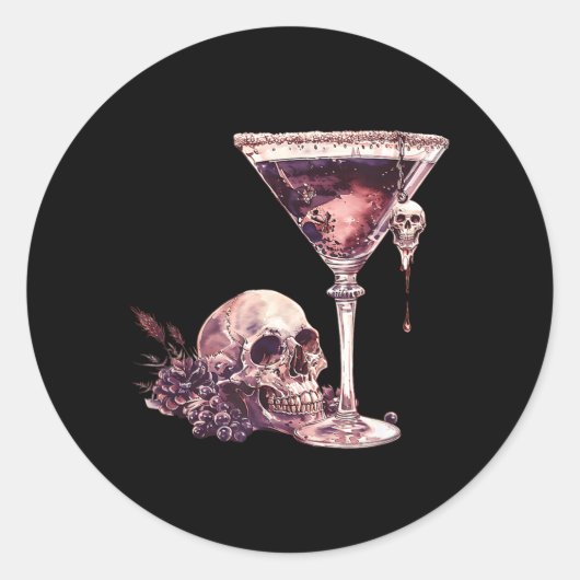 Bartender Halloween Martini Glas Schedel Mixologis Ronde Sticker (Voorkant)