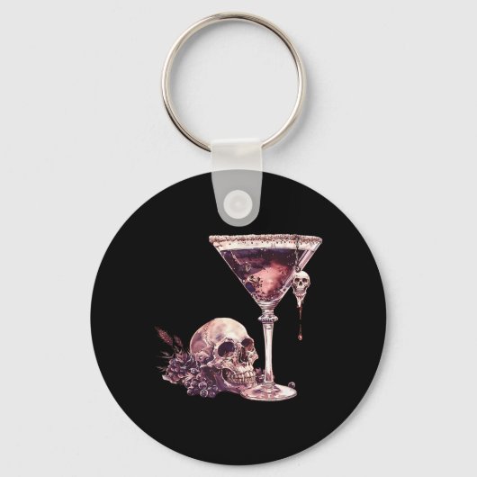 Bartender Halloween Martini Glas Schedel Mixoloog Sleutelhanger (Voorkant)