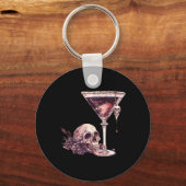 Bartender Halloween Martini Glas Schedel Mixoloog Sleutelhanger (Voorkant)