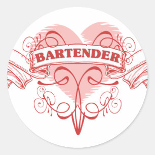 Bartender Heart Graphic Ronde Sticker