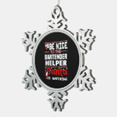 Bartender Helper Tin Sneeuwvlok Ornament (Rechts)