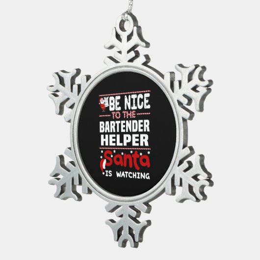 Bartender Helper Tin Sneeuwvlok Ornament (Rechts)