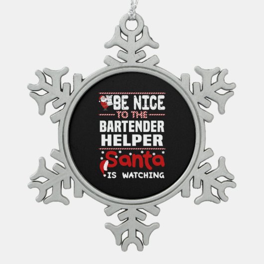 Bartender Helper Tin Sneeuwvlok Ornament (Voorkant)