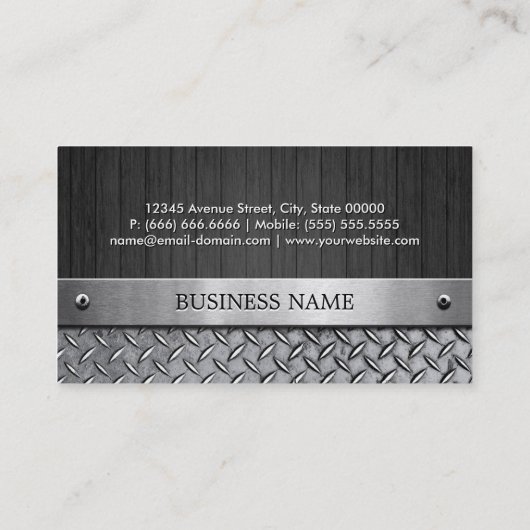 Bartender - hout en metaallook visitekaartje (Achterkant)