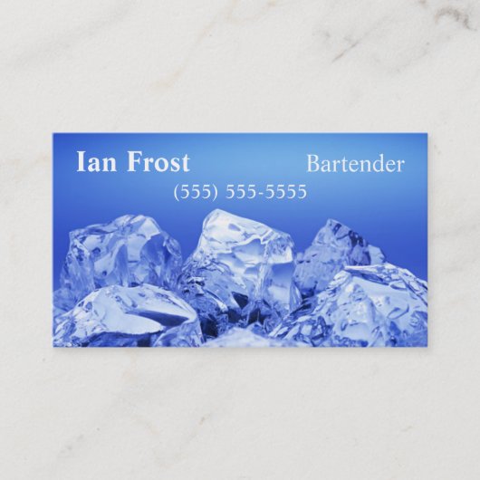 Bartender IJskubus Visitekaartjes - Bleke Blauwe A (Voorkant)