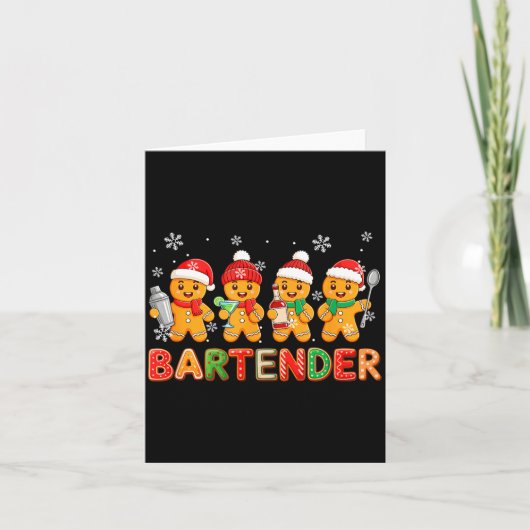 Bartender Job Group Santa Gingerbreads Xmas Cookie Kaart (Voorkant)