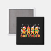 Bartender Job Group Santa Gingerbreads Xmas Cookie Magneet (Voorkant / Achterkant)