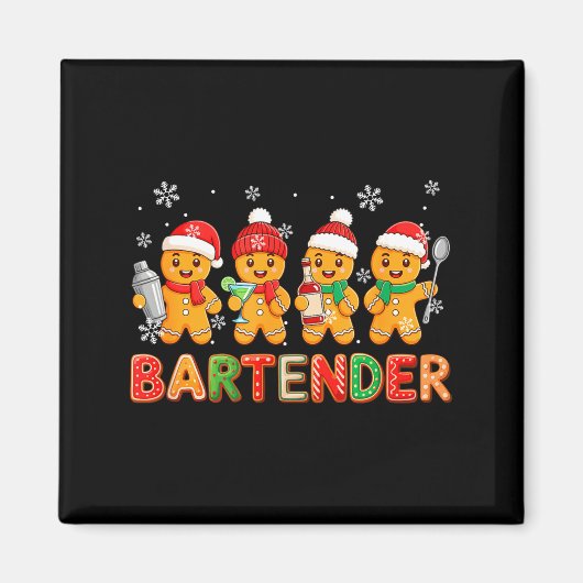 Bartender Job Group Santa Gingerbreads Xmas Cookie Magneet (Voorkant)