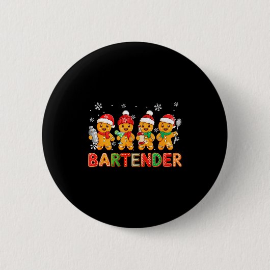 Bartender Job Group Santa Gingerbreads Xmas Cookie Ronde Button 5,7 Cm (Voorkant)
