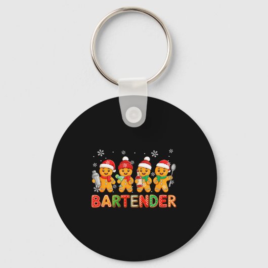 Bartender Job Group Santa Gingerbreads Xmas Cookie Sleutelhanger (Voorkant)