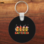 Bartender Job Group Santa Gingerbreads Xmas Cookie Sleutelhanger (Voorkant)