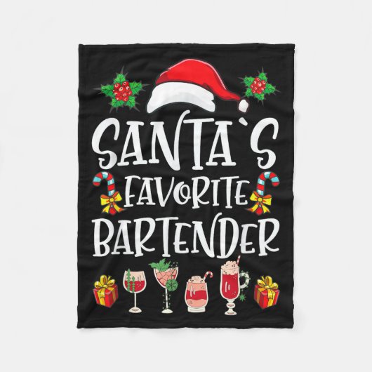Bartender Kerstcadeau Kerstmannetje's Favoriete Ba Fleece Deken (Voorkant)