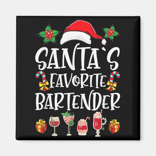 Bartender Kerstcadeau Kerstmannetje's Favoriete Ba Magneet (Voorkant)