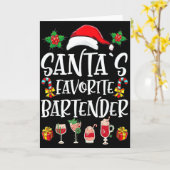 Bartender Kerstcadeau Kerstman's Favoriete Bartend Kaart (Gele Bloem)