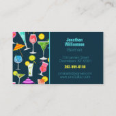 Bartender Kleurrijk Cocktailpatroon Visitekaartje (Achterkant)