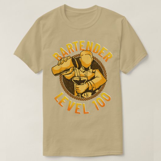 Bartender Level 100 Perfect Bartending Skills T-shirt (Design voorkant)