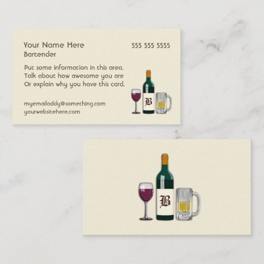 Bartender Light Visitekaartje (Voorkant / Achterkant)