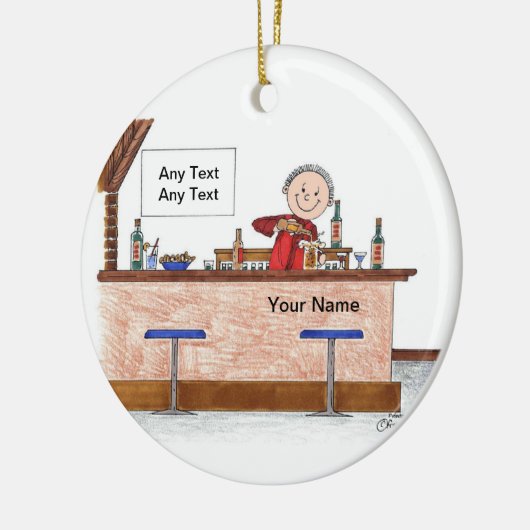 Bartender - Mannelijke Keramisch Ornament (Links)