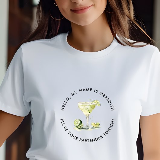 Bartender Margarita Cocktail Gepersonaliseerd Even T-shirt