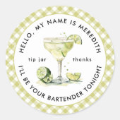 Bartender Margarita cocktail tip pot Ronde Sticker (Voorkant)