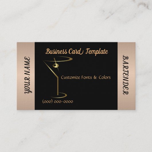 Bartender Martini Cocktail Logo Visitekaartje (Voorkant)