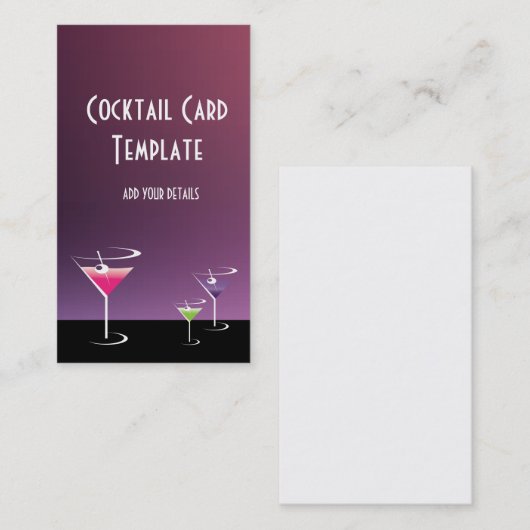 Bartender Martini Cocktails Visitekaartje (Voorkant / Achterkant)