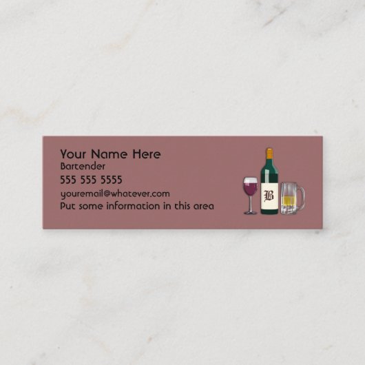 Bartender Mauve Mini Visitekaartje (Voorkant)