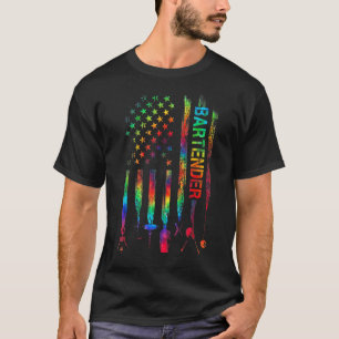 Bartender met Amerikaanse vlag Tie Dye Bartending T-shirt