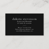 Bartender | Minimale gebeurtenis of socialisten Visitekaartje (Achterkant)