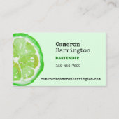 Bartender Mixologist Lime Green Citrus Cocktail Visitekaartje (Voorkant)