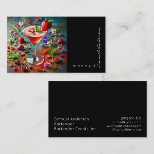 Bartender Mixologist Visitekaartjes (Voorkant / Achterkant)