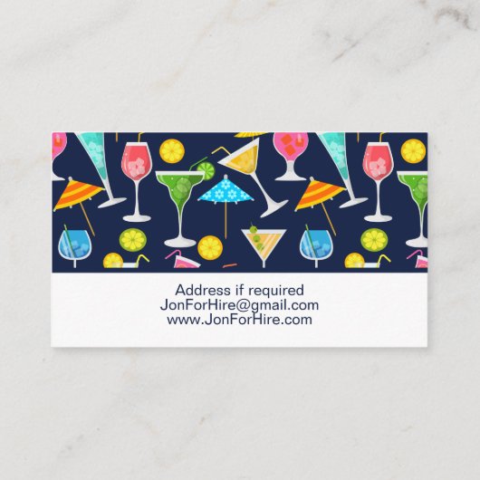 Bartender Mixoloog Cocktail Visitekaartje (Achterkant)