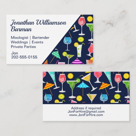 Bartender Mixoloog Cocktail Visitekaartje (Voorkant / Achterkant)