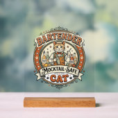 Bartender Mocktail-Veilige Kat Bartender Mocktail- Acryl Bord (Neutraal)