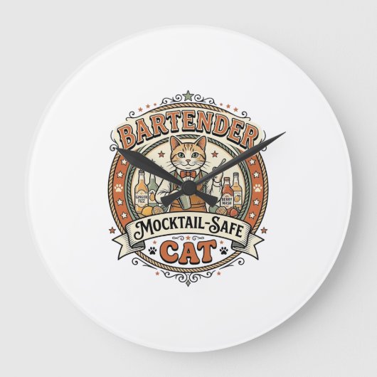 Bartender Mocktail-Veilige Kat Bartender Mocktail- Grote Klok (Voorkant)