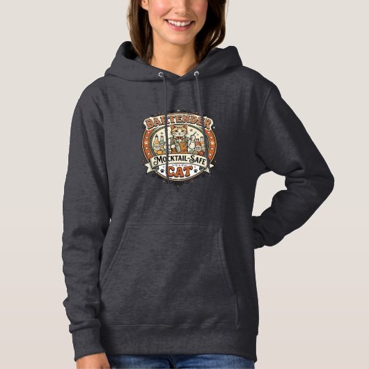 Bartender Mocktail-Veilige Kat Bartender Mocktail- Hoodie (Voorkant)