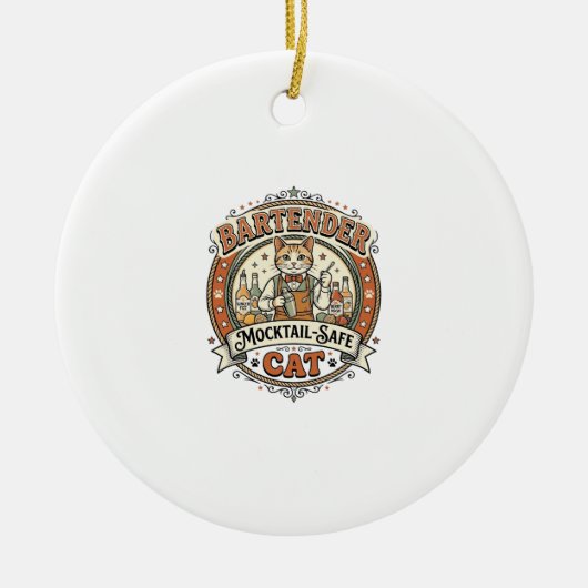 Bartender Mocktail-Veilige Kat Bartender Mocktail- Keramisch Ornament (Voorkant)