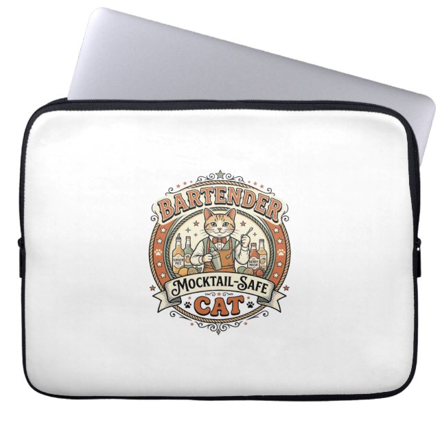 Bartender Mocktail-Veilige Kat Bartender Mocktail- Laptop Sleeve (Voorkant)