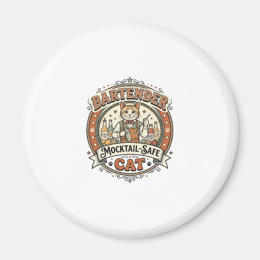 Bartender Mocktail-Veilige Kat Bartender Mocktail- Magneet (Voorkant)