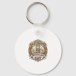 Bartender Mocktail-Veilige Kat Bartender Mocktail- Sleutelhanger