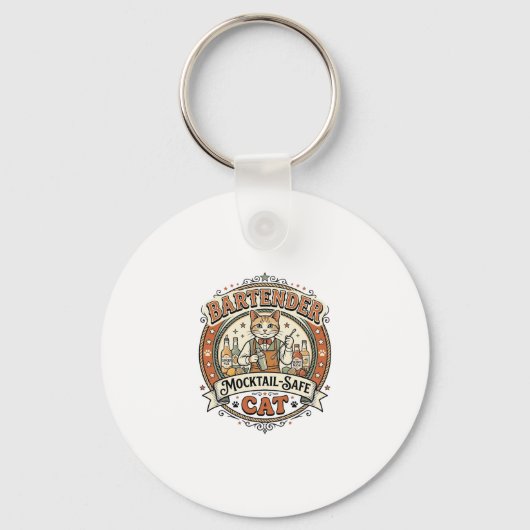 Bartender Mocktail-Veilige Kat Bartender Mocktail- Sleutelhanger (Voorkant)