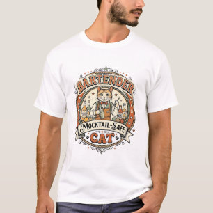 Bartender Mocktail-Veilige Kat Bartender Mocktail- T-shirt