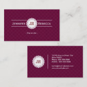 Bartender - Modern Monogram Paars Visitekaartje (Voorkant / Achterkant)