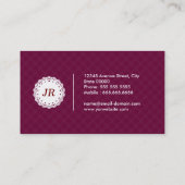 Bartender - Modern Monogram Paars Visitekaartje (Achterkant)