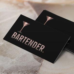 Bartender Modern Roos Gold Wine Sommelier Visitekaartje