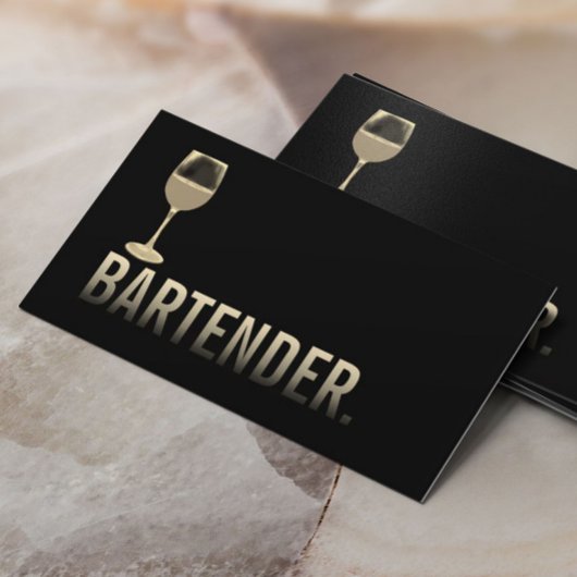 Bartender Moderne Gouden Wijnbar Minimalistisch #2 Visitekaartje