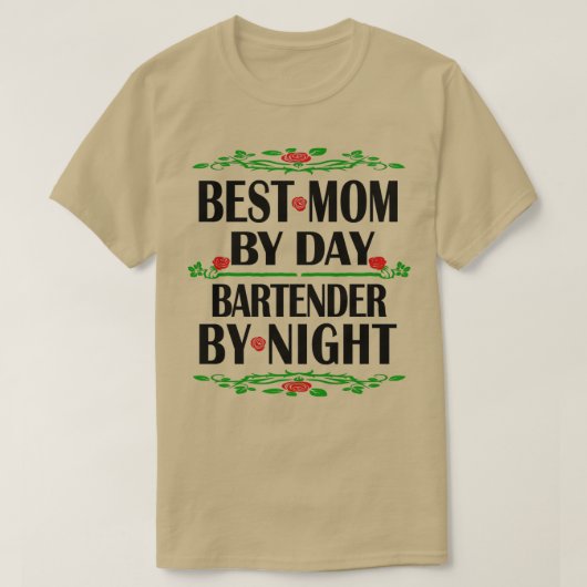 Bartender moeder geboortedag Beste mama nachtdiens T-shirt (Design voorkant)