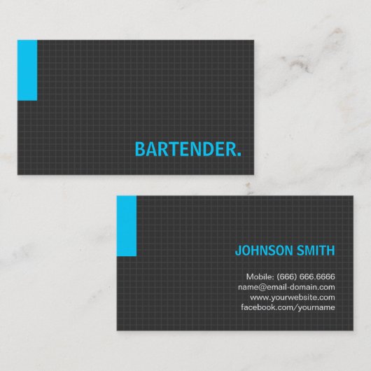 Bartender - Multiple Purpose Blue Visitekaartje (Voorkant / Achterkant)