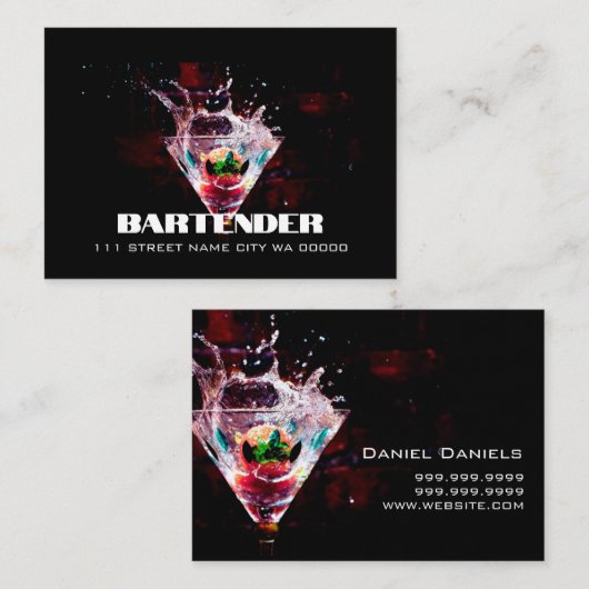 Bartender Nightlife Business Card Visitekaartje (Voorkant / Achterkant)