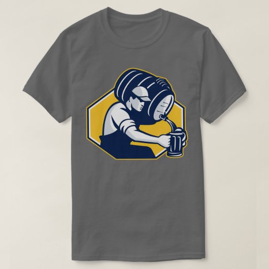 Bartender Pil Keg Barrel Beer Retro T-shirt (Design voorkant)